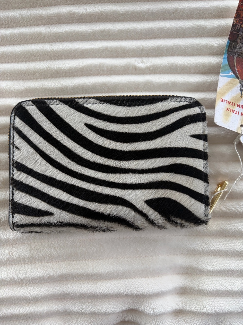 Zebra Print Zip-Around Wallet - Black & White